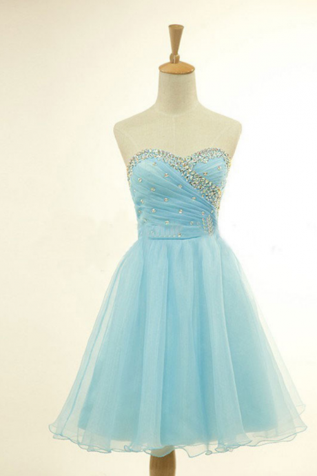 Strapless Homecoming Dresses, Hoco Dresses,sweetheart Neck Short Prom Dresses,organza Cocktail Dresses,