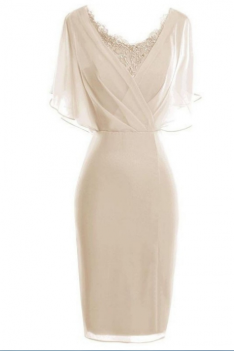 Sheath Homecoming Dresses Short Sleeves Round Short/mini Lace Customized Zipper Dresses