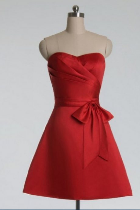 Short Bowknot Homecoming Dress ,a-line Sleeveless Sweetheart Short/mini Bowknot Zipper Dresses