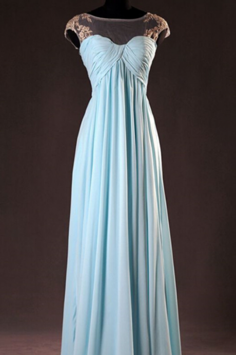 Handmade Light Blue Elegant Light Blue Long Prom Dresses , Prom Gown, Formal Dresses, Occasion Dresses