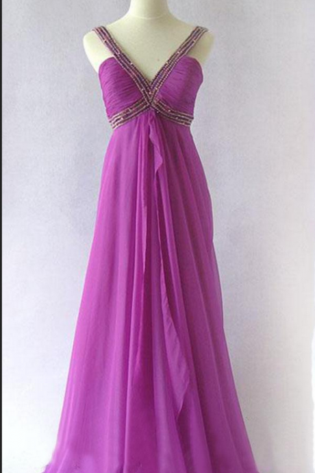 Prom Dresses,Purple Prom Dresses,Long Prom Dresses, Beaded Evening Dresses ,Custom Made Party Dresses