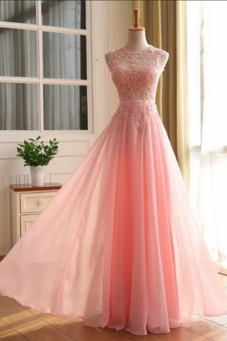  New Arrival Prom Dress,Pink lace long prom dresses,elegant A-line lace long evening dresses,pink formal dress,fashion dress for teens