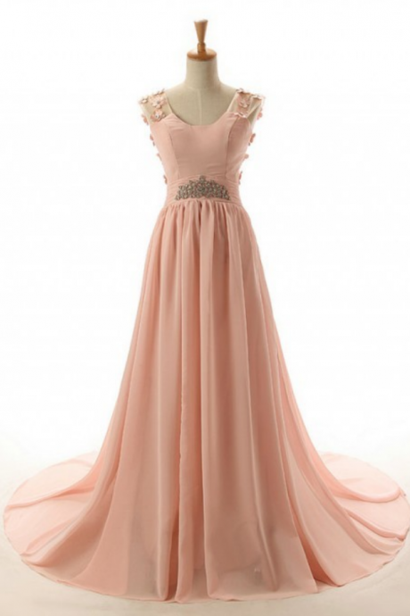  Hot Sale A-line Floor-length Chiffon Prom Dresses
