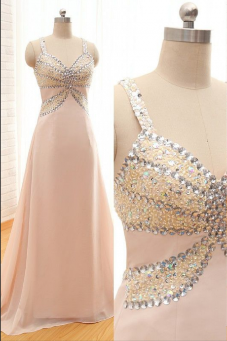 Beaded Evening Dress,charming Prom Dress,chiffon Prom Dress,a-line Prom Dress