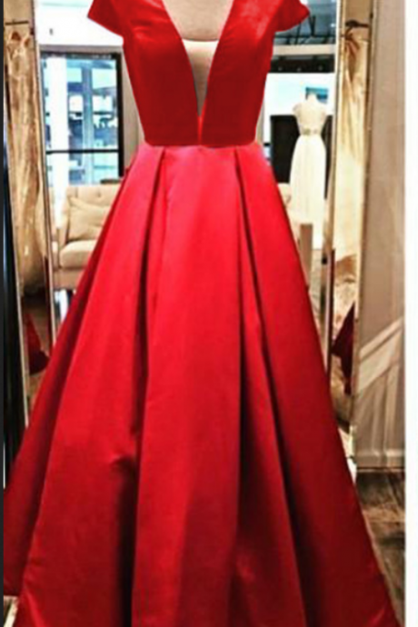 Evening Dresses ,red Evening Dresses, Long Satin Evening Dresses,evening Gowns,backless Evening Dress, Red Carpet Dresses ,long Prom Dresses,