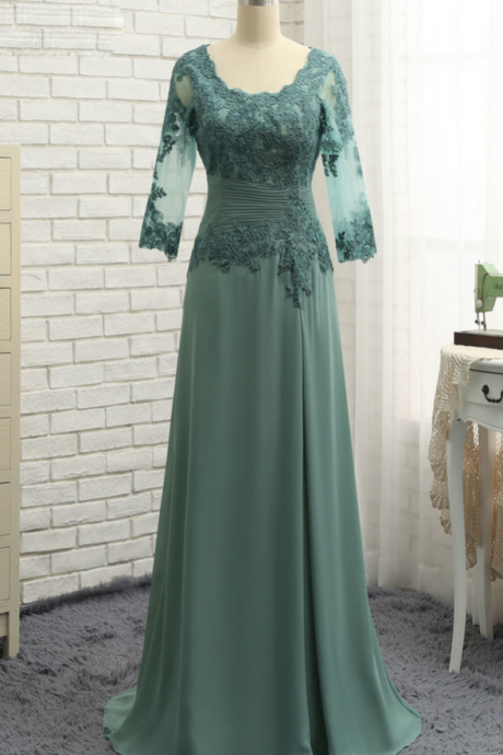 A-line V-neck Plus Size Green Mother Of The Bride Dresses