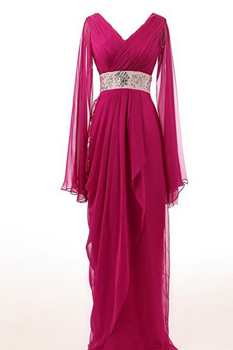 Party Dress Robe De Soiree Longue Musulmane Pink Evening Dresses Long Sleeve