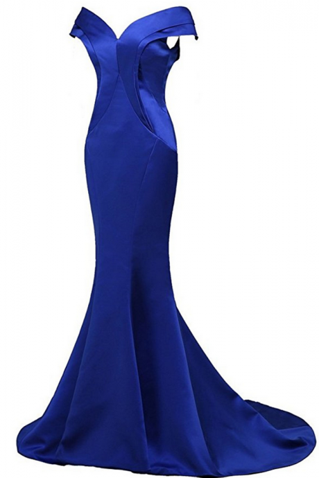 Women Evening Dress Vestido Longo De Festa Para Casamento Royal Blue Satin Mermaid Prom Long Dresses