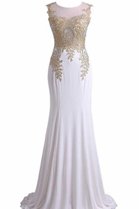 Vestido Longo De Festa Para Casamento White Chiffon Evening Dress Mermaid Long Prom Dresses
