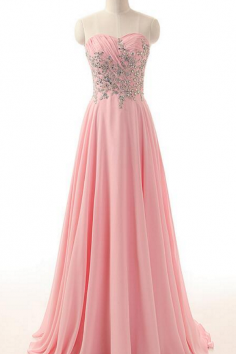 Fashion Sweetheart Off Shoulder Bridesmaid Dress Beaded Lace Long Chiffon Formal Evening Dress Crystal Pink Prom Dresses Party Gown