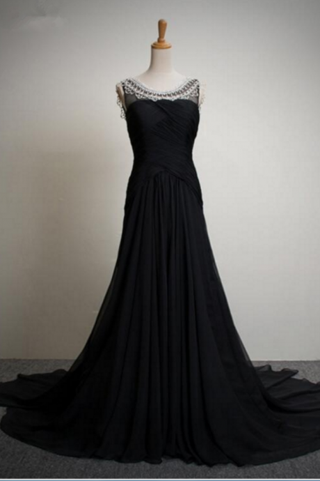 Black Rhinestones Women Dress Party Dress Long Evening Dresses