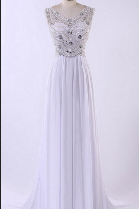 V-neck Beading Handmade Prom Dress,long Prom Dresses,prom Dresses,evening Dress, Prom
