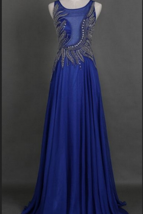 Prom Dresses,royal Blue Prom Dresses,long Evening Dresses, Prom Dresses With Beading