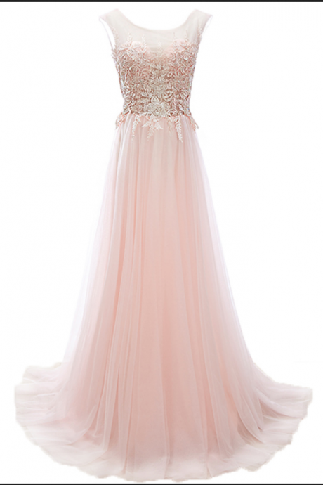 Pink Lace Prom Dresses,sleeveless Prom Dress,chiffon Evening Dress,long Evening Gowns