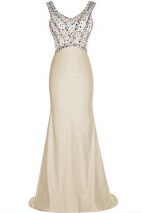 Women 's Fashion Prom Dress Bead At The End Of Single - Length Evening Dress Sleeveless Reception Dress