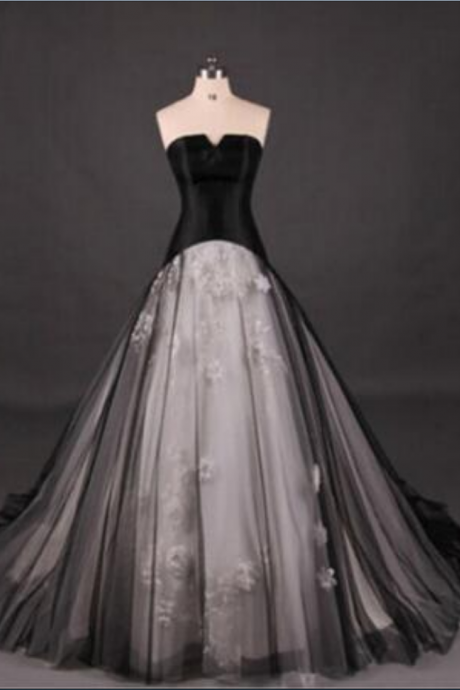 Fashion Black Wedding Dress Quinceanera Pageant Ball Gown Formla Prom Party Dresses