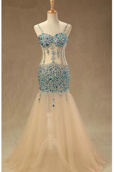 Mermaid Evening Dresses ,party Women Rhinestone Beaded Formal Evening Gowns Dresses