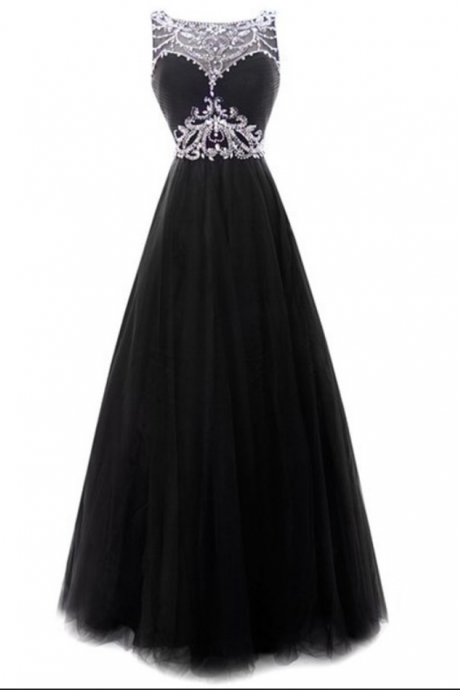Black Prom Dresses,prom Dress,crystals Prom Dresses,long Prom Dresses,prom Dresses ,tulle Prom Dresses,prom Gown