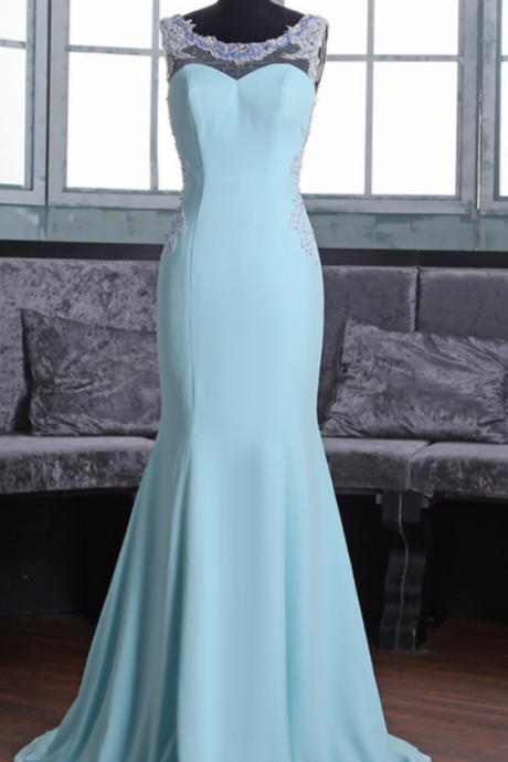Lower Dress Hight Fashion Floor Length Blue Elegant Evening Dresses Long