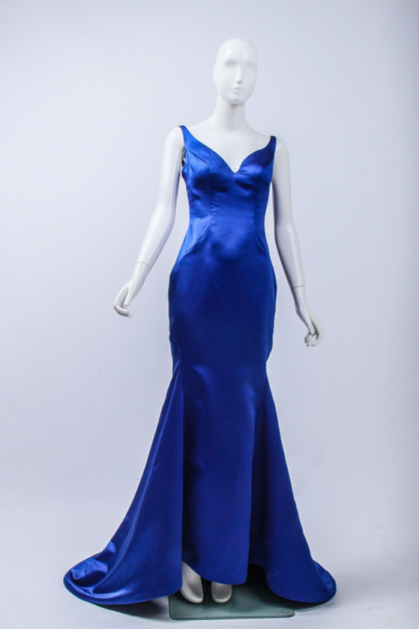 Royal Blue Evening Dress,mermaid Evening Gown,satin Formal Dress,long Formal Dresses,v-neck Evening Dresses