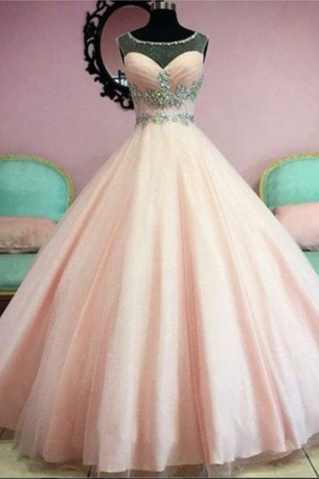 Prom Dress,amazing Pink A-line Beading Long Prom Dress,evening Dress,formal Dress