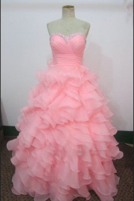Sweetheart Prom Dress,beaded Prom Dress,pink Prom Dress,fashion Prom Dress,sexy Party Dress, Style Evening Dress