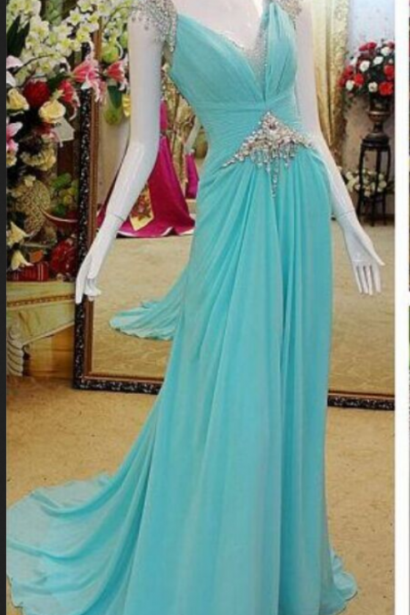 Luxury Exquisite Cap Sleeves Beading Court-train For Women Party Gown, Long Prom Dress, Long Evening Dresses