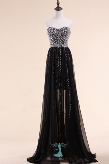 Black Rhinestones Prom Dress Cocktail Dress / Party Dress