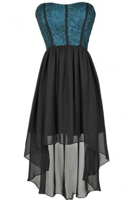  High Low Black Cocktail Homecoming Dresses,Chiffon Prom Gown