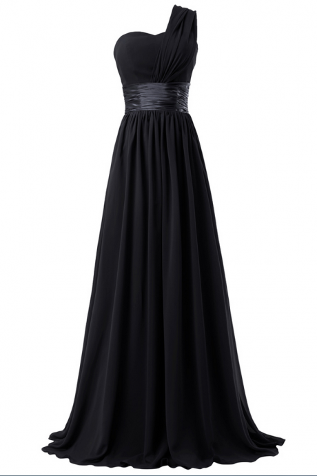 Simple Long A Line One Shoulder Chiffon Prom Dresses ,formal Evening/party Dresses