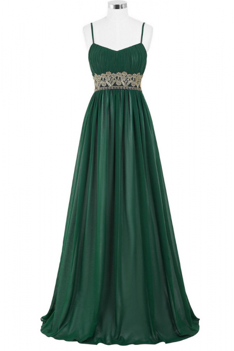 Real Photos Green Prom Dresses Long Party Dress A-line Chiffon Formal Evening Gowns
