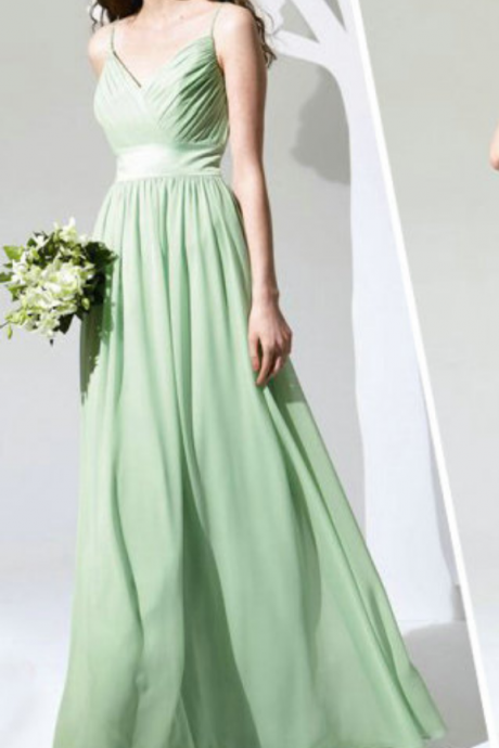 Simple Long Prom Dress Handmade Pleat Chiffon A-line Bridesmaid Dress Women Evening Gowns