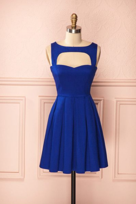 Homecoming Dresses Vintage Prom Dress, Royal Blue Prom Gowns, Mini Short Homecoming Dress