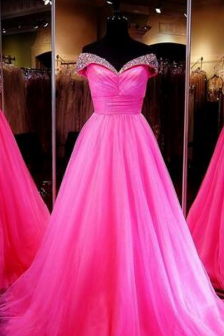 Prom Dresses Luxury Crystal Beaded Beauty Pageant Ball Gown Sexy V Neck Sleeveless Tulle Formal Dress