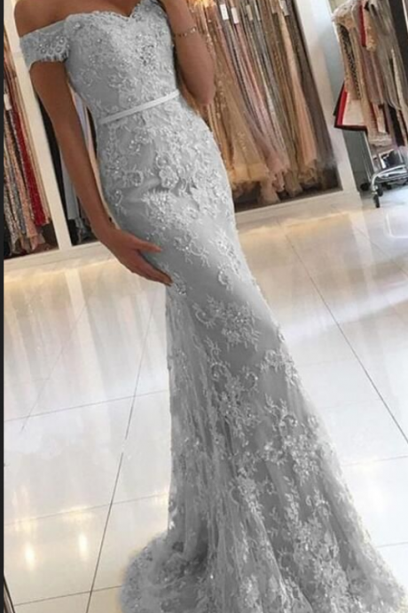 Sexy Mermaid Prom Dresses,off The Shoulder Prom Dresses,long Eveing Dress,grey Prom Dresses,prom Dresses For Women,prom Dresses For