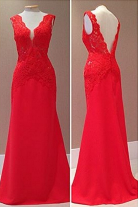 Red Prom Dresses,charming Evening Dress,prom Gowns,lace Prom Dresses, Prom Gowns,red Evening Gown,backless Party Dresses