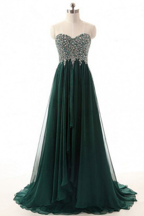 Dark Green Prom Dresses,beaded Prom Dresses,sweetheart Prom Dresses,formal Women Evening Gowns