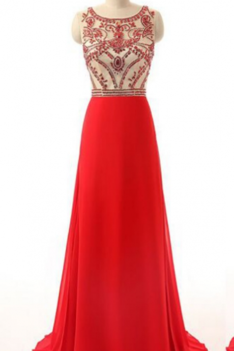 Red Prom Dress, Long Prom Dress, Beading Prom Dress, Charming Prom Dress, Evening Party Dress