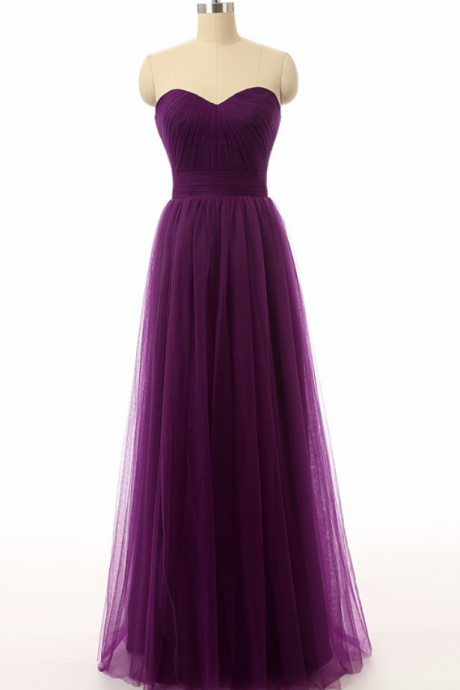 Simple Purple Tulle Long Bridesmaid Dresses, Bridesmaid Dresses, Simple Prom Dresses
