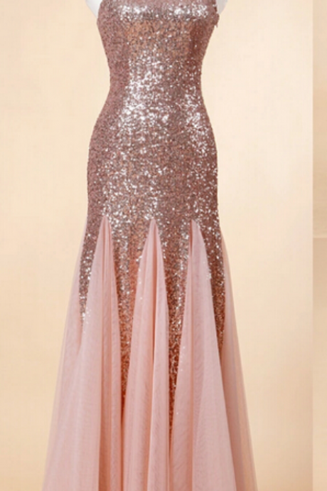 Pretty Sexy And Sparkle Sequins Tulle Floor Length Prom Gown , Seuqins Prom Dresses , Prom Gown, Evening Dresses