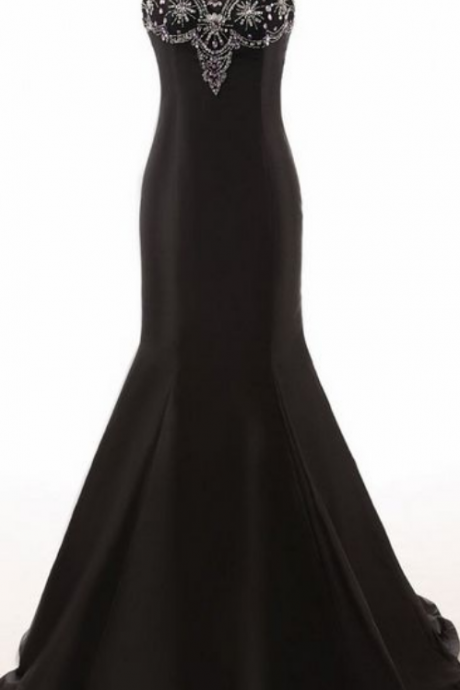 Black Mermaid Prom Dress With Sheer Back