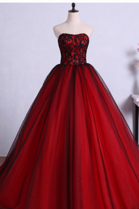 Gorgeous Ball Gown Prom Gowns, Strapless Party Dresses, Sweet 16 Formal Dresses ,applique Prom Dresses