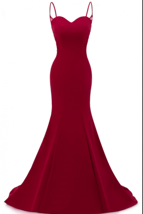 Mermaid Prom Dresses ,sexy Burgundy Evening Dress ,with Sequined Appliques Long Party Gown