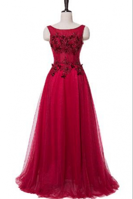 Sleeves Floor Length Lace Long Evening Dresses Flower Beaded Bride Wedding Formal Ball Party