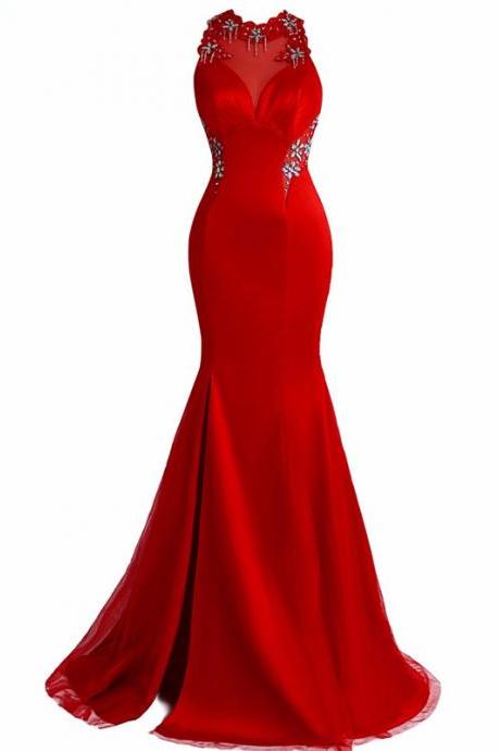 Red Mermaid Real Photo Of The Design Of The Tone Of The Back Decoration Of The Long Style Party Evening Dress
