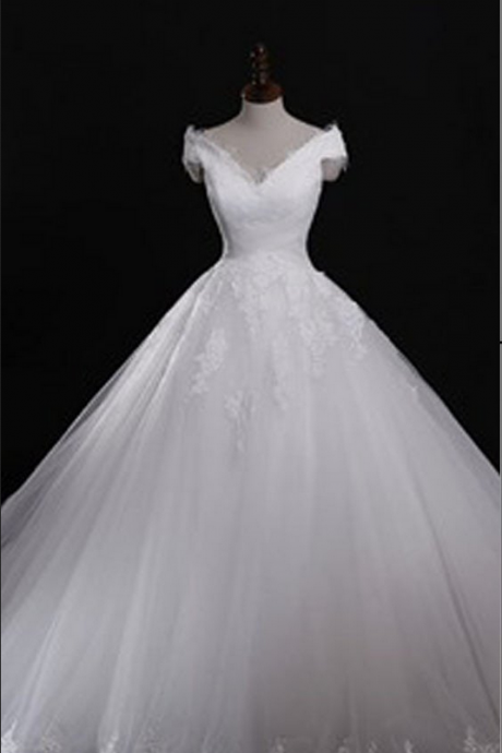 Classic Style Off Shoulder Lace Up Vantage Lace Wedding Dresses