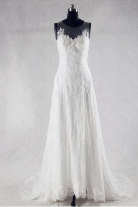 Sleeveless Tail Bride Wedding White / Ivory Wedding Dress Floor Length Cathedral Wedding Dress