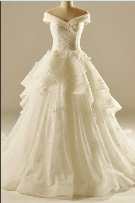 Ivory Organza Sweetheart Wedding Dresses,applique A-line Long Bridal Dress,elegant Wedding Dresses