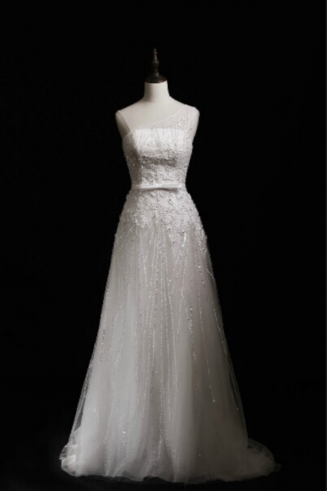  Charming Wedding Dress,Long Wedding Dresses,Beading Wedding Dress,Formal Evening Dress，Tulle Bridal Dresses