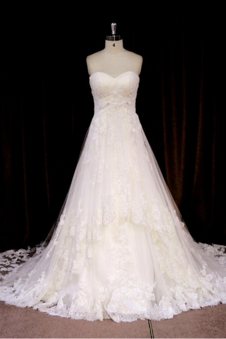 Lace Wedding Dress,a Line White Wedding Dresses,long Wedding Gown,bridal Dress